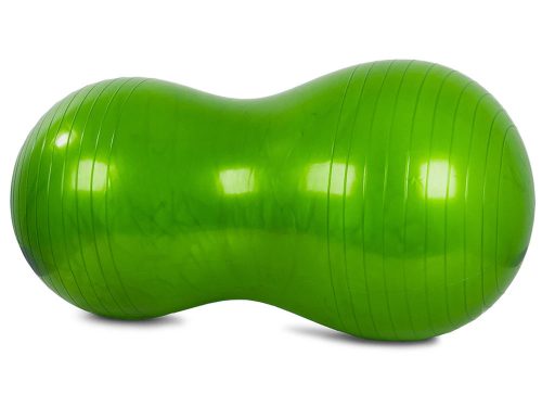 Mogyoró alakú torna- és fitneszlabda pumpával, zöld, 40cm