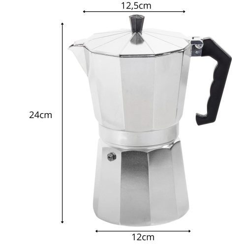 Alumínium 12 személyes kotyogós kávéfőző, 600 ml
