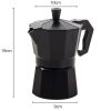 Alumínium 6 személyes kotyogós kávéfőző, 300ml, fekete