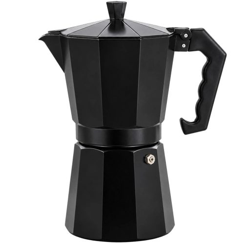 Alumínium 12 személyes kotyogós kávéfőző, 600 ml, fekete