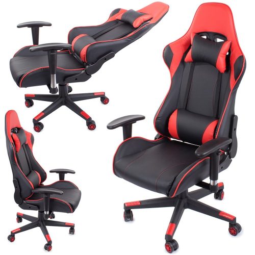 Ergonómikus Gamer forgószék - piros, fekete