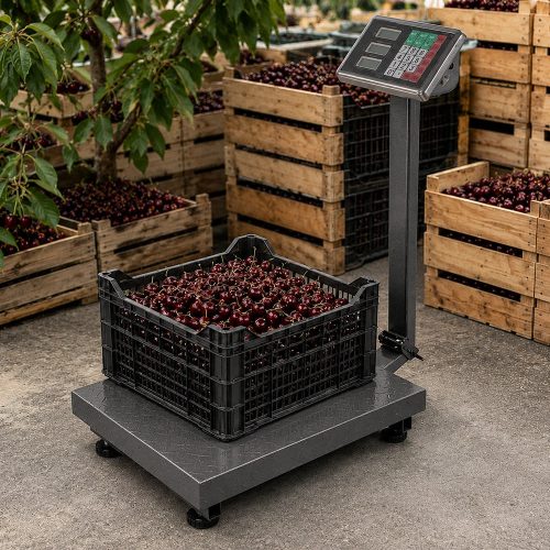 Elektronikus összecsukható platform mérleg 300kg teherbírás, lcd kijelzővel, ezüst