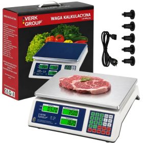   Digitális bolti mérleg 40 kg maximális teherbírással, LCD kijelzővel, árszorzó funkcióval