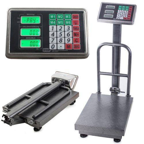 Elektronikus raktár mérleg 100 kg-ig, lcd kijelzővel, védő támlával