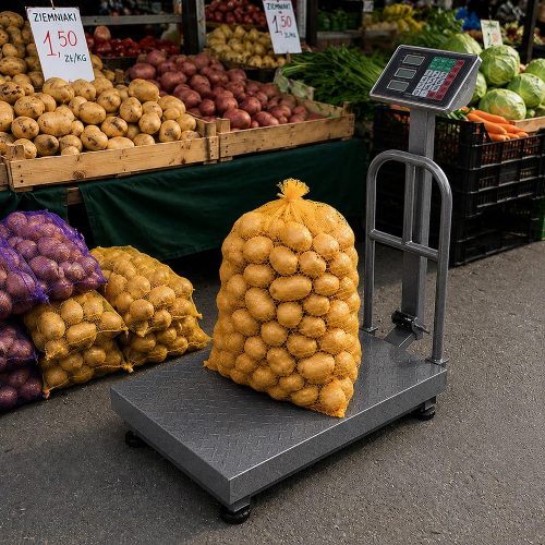 Elektronikus összecsukható platform, raktári mérleg korláttal, lcd kijelzővel, 100kg/20g