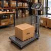 Elektronikus összecsukható platform, raktári mérleg korláttal, lcd kijelzővel, 100kg/20g