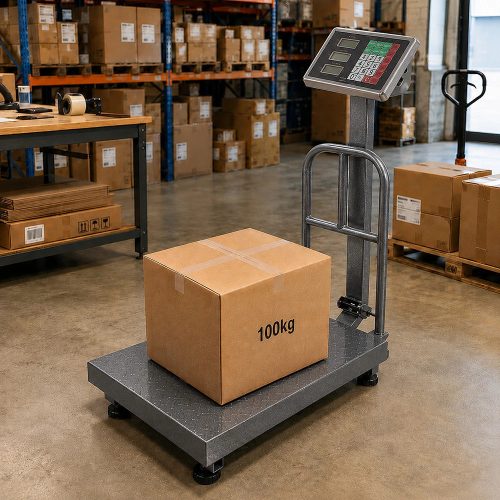 Elektronikus összecsukható platform, raktári mérleg korláttal, lcd kijelzővel, 100kg/20g