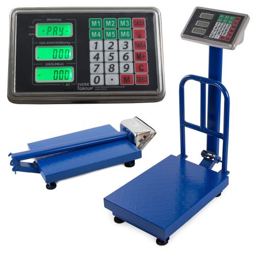  Elektronikus összecsukható raktár mérleg 100 kg-ig, lcd kijelzővel, védő támlával