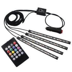   Vezeték nélküli autós hangulatvilágítás – 4 db-os RGB LED szalag szett