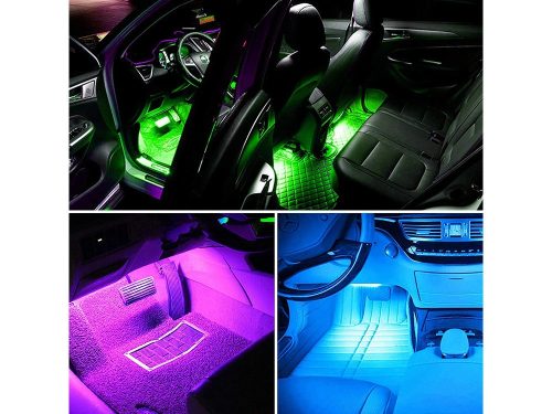 Vezeték nélküli autós hangulatvilágítás – 4 db-os RGB LED szalag szett