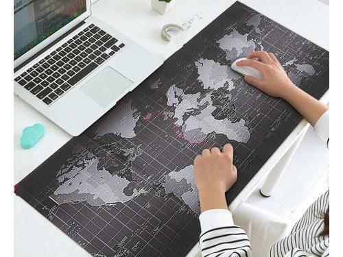 Rugalmas XXL Gamer Egérpad és Asztali Alátét – Világtérkép Mintás, Vízálló, 80x30 cm