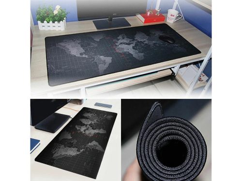 Rugalmas XXL Gamer Egérpad és Asztali Alátét – Világtérkép Mintás, Vízálló, 80x30 cm