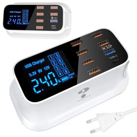   Asztali USB töltő 8 porttal, QC 3.0 és USB-C csatlakozóval