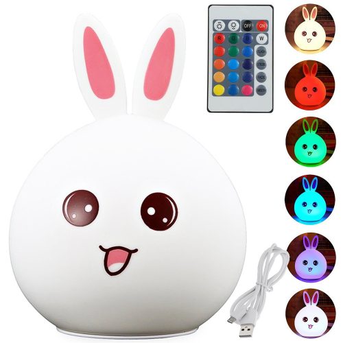 Gyermek led éjszakai fény nyúl rgb érintő lámpa USB + távirányító