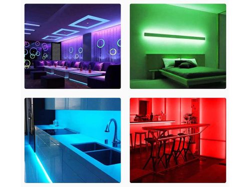 Vágható öntapadó Led szalag 5050 rgb 4.5m, vízálló, távirányítóval