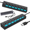 Kapcsolható USB Elosztó LED fénnyel, 7 portos, usb 2.0