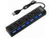 Kapcsolható USB Elosztó LED fénnyel, 7 portos, usb 2.0