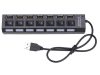 Kapcsolható USB Elosztó LED fénnyel, 7 portos, usb 2.0