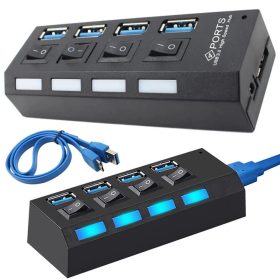 USB 3.0 Hub 4 Portos Laptop USB Elosztó kapcsolókkal