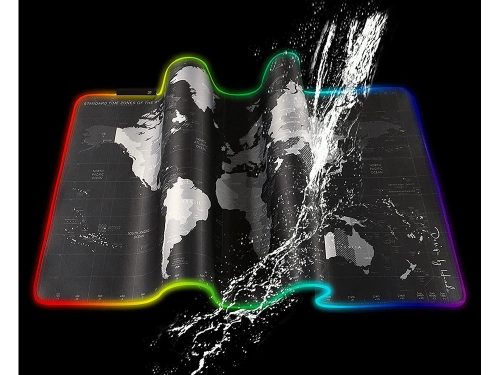 Nagy méretű egérpad LED RGB háttérvilágítással 90x40 cm, időzónák mintával
