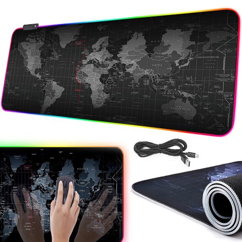 Egérpad LED rgb világítással - 80x30 cm