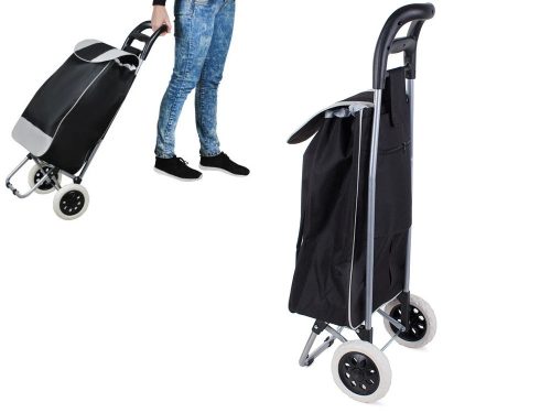 Fémvázas bevásárlókocsi összecsukható kivitelben kerekekkel 30L – Fekete/Szürke