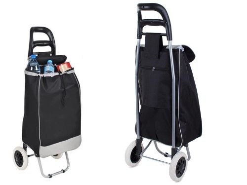 Fémvázas bevásárlókocsi összecsukható kivitelben kerekekkel 30L – Fekete/Szürke
