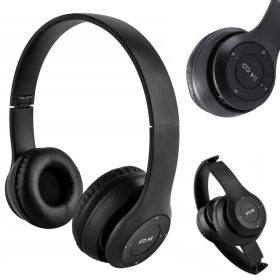   P47 Vezeték nélküli fejhallgató bluetooth mikrofon mp3, fekete