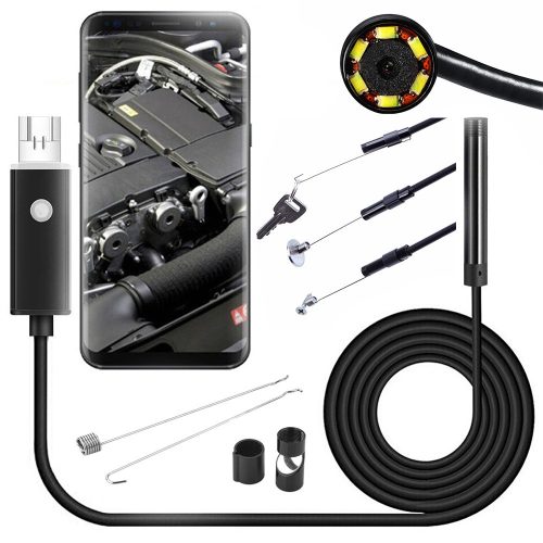 Endoszkóos, inspekciós kamera, android telefonhoz, pc, USB, 10 m, LED világítással