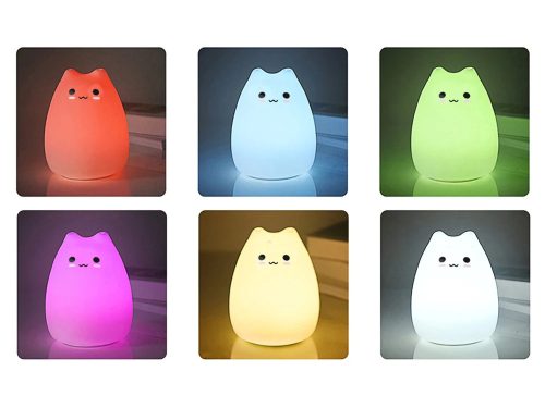 Szilikon Led RGB éjszakai fény gyerekeknek, érintő lámpa, macska