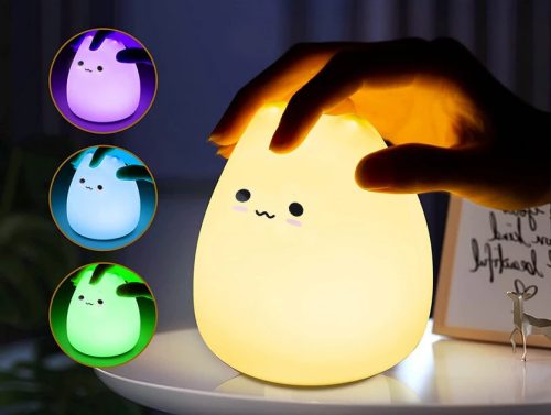 Szilikon Led RGB éjszakai fény gyerekeknek, érintő lámpa, macska