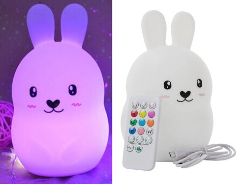 LED rgb színes gyerek éjjeli lámpa nyuszi távirányítóval, érintő funkcióval