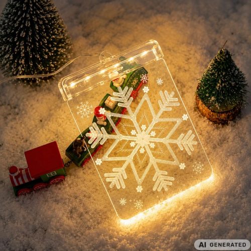 LED Ólomüveg 3D hópihe Karácsonyi ablak dekoráció