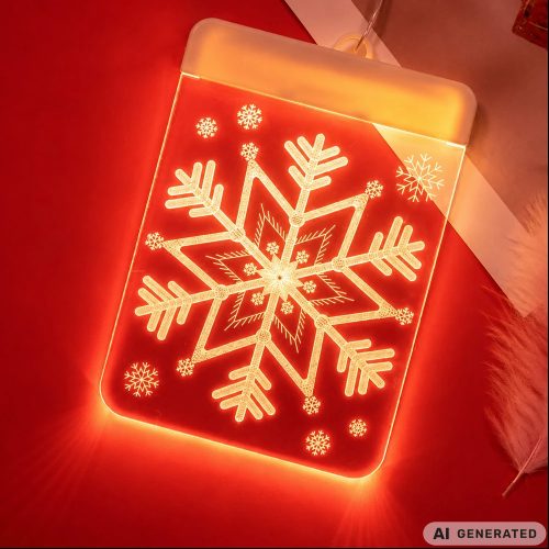 LED Ólomüveg 3D hópihe Karácsonyi ablak dekoráció
