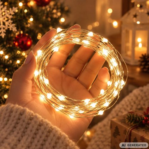 LED Fényfüggöny 3x3 m távirányítóval – Meleg Fehér, USB