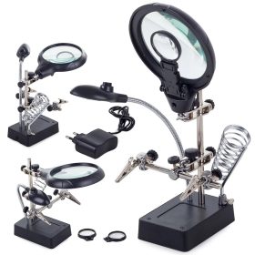   Harmadik kéz forrasztóállvány, 2,5×, 7,5× és 10× nagyítóval, 5 LED