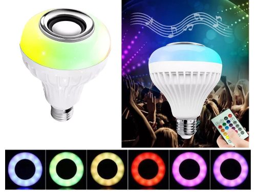 Led RGB színes villanykörte bluetooth-al hangszóróval, távirányítóval
