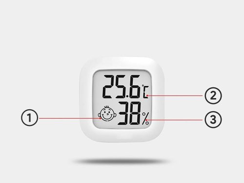 Digitális hőmérő és szobai higrométer komfortjelzővel