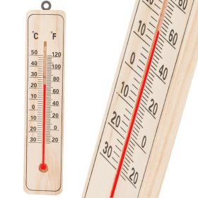   Hagyományos fa szobahőmérő – Fali kivitel, Celsius és Fahrenheit skálával