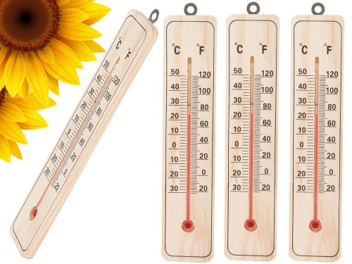Hagyományos fa szobahőmérő – Fali kivitel, Celsius és Fahrenheit skálával
