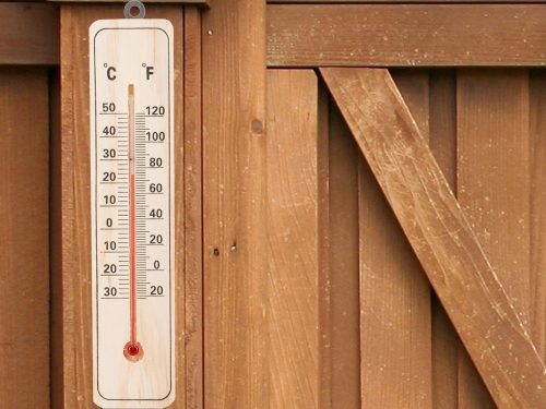 Hagyományos fa szobahőmérő – Fali kivitel, Celsius és Fahrenheit skálával