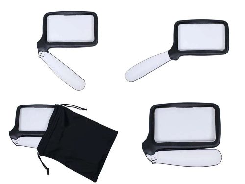 Összecsukható LED-es olvasónagyító, 3× nagyítás, 5 LED, tokkal