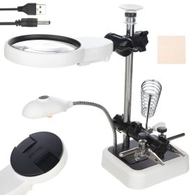   Harmadik kéz forrasztóállvány LED-es nagyítóval, pákatartóval, USB