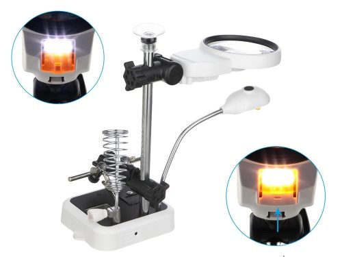 Harmadik kéz forrasztóállvány LED-es nagyítóval, pákatartóval, USB