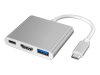 Type-C – HDMI 4K átalakító és USB 3.0 elosztó hub, 3 az 1 ben