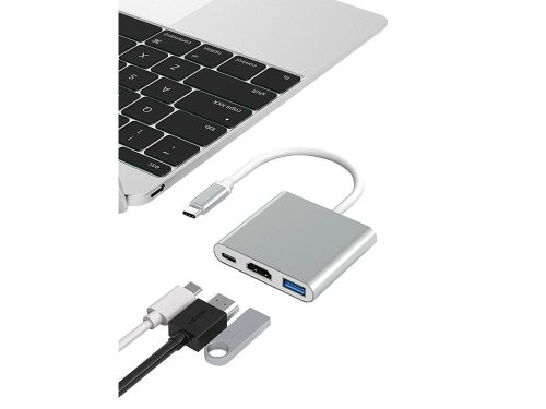 Type-C – HDMI 4K átalakító és USB 3.0 elosztó hub, 3 az 1 ben