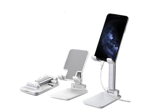 Összecsukható asztali telefon állvány tablet tartó, fehér