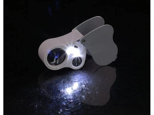 25x/50x-es LED-UV összecsukható ékszerész nagyító, bankjegyellenőrzéshez