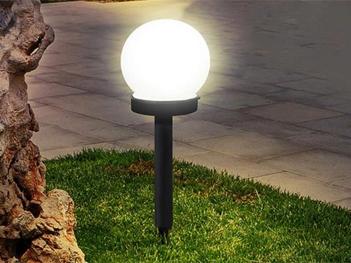 Görög stílusú napelemes kerti gömblámpa szett – 4 db-os, fehér, 10 cm