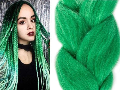 Zöld fehér Ombre Szintetikus Póthaj Afro és Holland Fonáshoz – 60 cm 